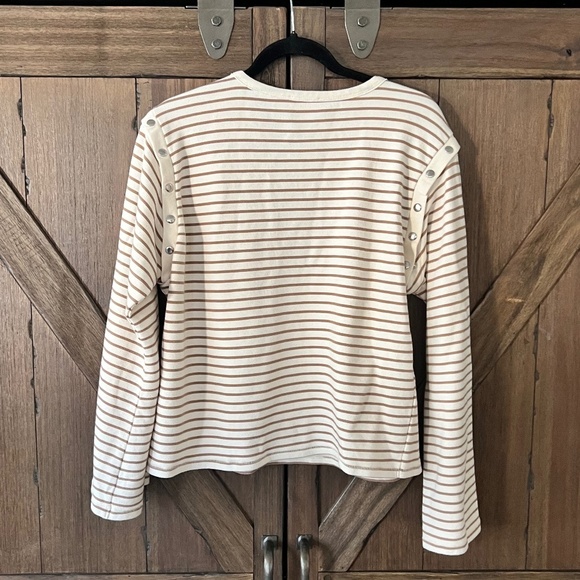 Maeve by Anthropologie Oversized Slouchy Striped Long Bell Sleeve Tee Size S EUC - Picture 5 of 9